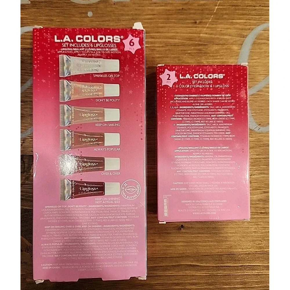 NEw L.A. Colors Dream to Gleam 6 pc. Shiny Lip Gloss Set & Eyeshadow Palette Set